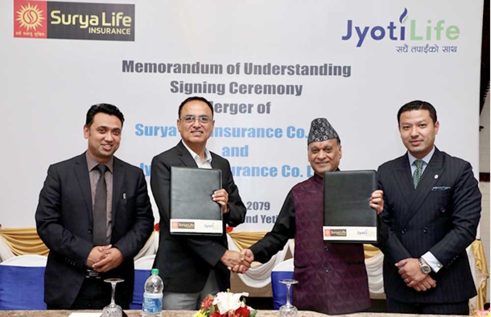 Merger agreement between Surya and Jyoti Life Insurance, Swap Ratio is  1: 1